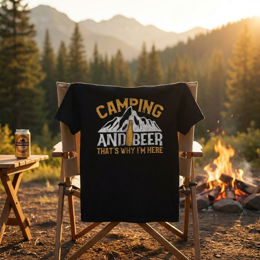 「CAMPING AND BEER」山とビール ヴィンテージ Tシャツ - キャンプ 服 | CAMPMODE