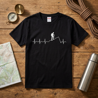 登山 心電図 脈拍 Tシャツ ｜ ハイキング・アウトドア・山好き・シンプルに人気