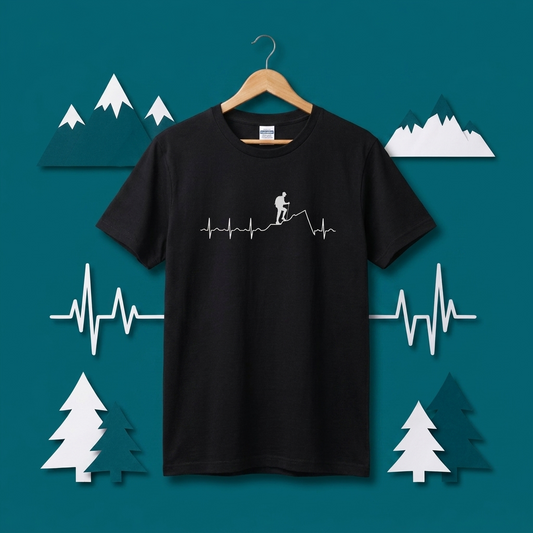登山 心電図 脈拍 Tシャツ ｜ ハイキング・アウトドア・山好き・シンプルに人気