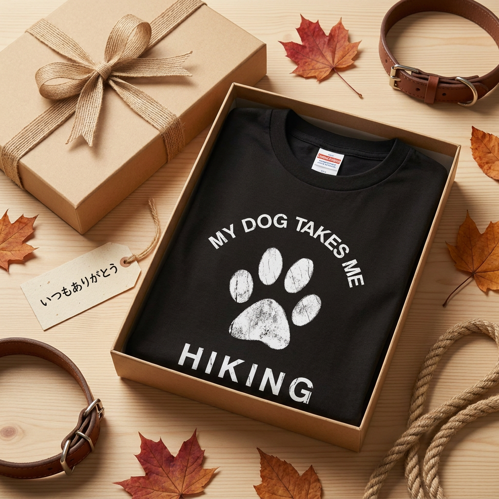 My Dog Takes Me Hiking Tシャツ ｜ 犬好き・愛犬・登山・ハイキング・アウトドアに人気