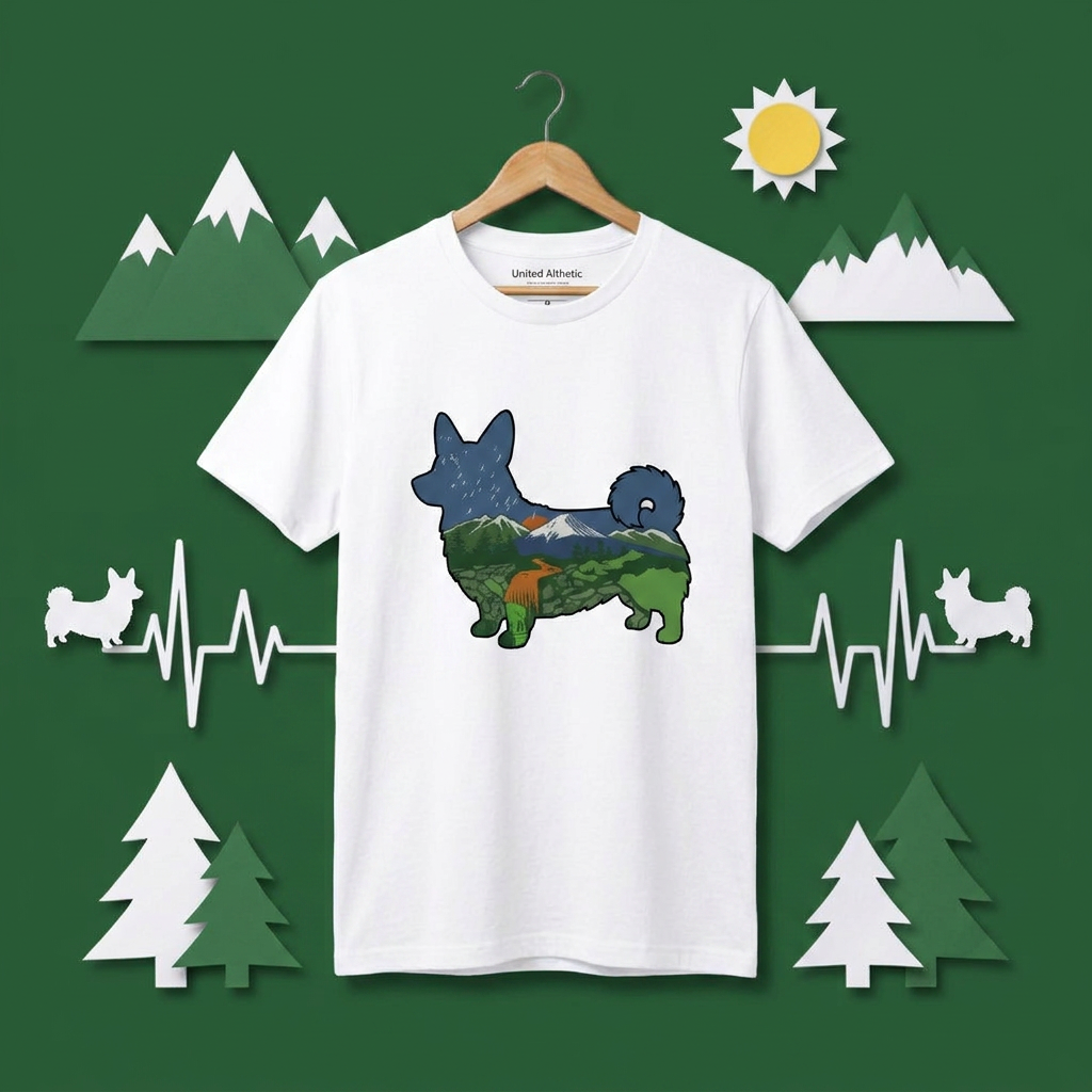 【Corgi】自然風景ダブルエスポージャー白Tシャツ | CAMPMODE
