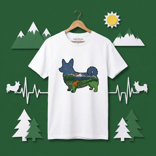 【Corgi】自然風景ダブルエスポージャー白Tシャツ | CAMPMODE