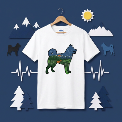 【Shiba】自然風景ダブルエスポージャー白Tシャツ | CAMPMODE