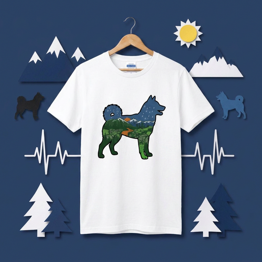 【Shiba】自然風景ダブルエスポージャー白Tシャツ | CAMPMODE