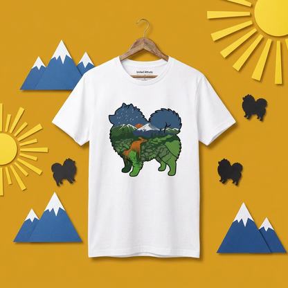 【Pomeranian】自然風景ダブルエスポージャー白Tシャツ | CAMPMODE