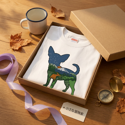 【Chihuahua】自然風景ダブルエスポージャー白Tシャツ | CAMPMODE