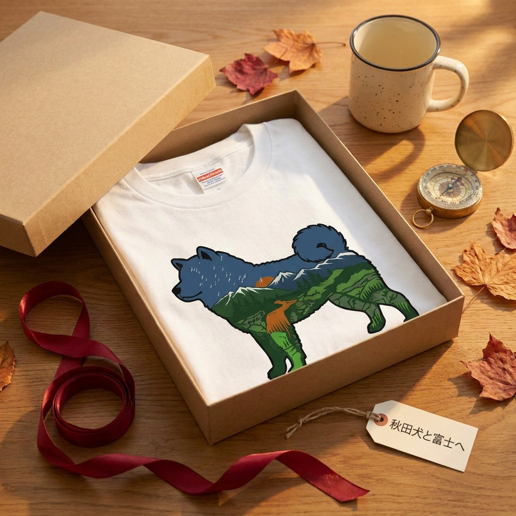 【Akita】自然風景ダブルエスポージャー白Tシャツ | CAMPMODE