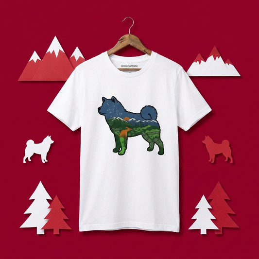 【Akita】自然風景ダブルエスポージャー白Tシャツ | CAMPMODE