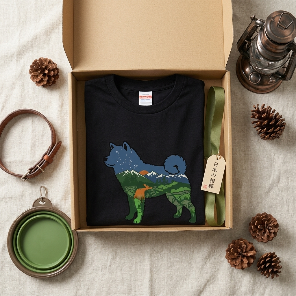 【Akita】自然風景ダブルエスポージャー白Tシャツ | CAMPMODE