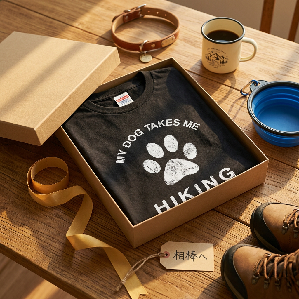My Dog Takes Me Hiking Tシャツ ｜ 犬好き・愛犬・登山・ハイキング・アウトドアに人気