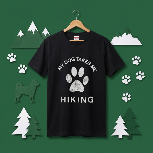 My Dog Takes Me Hiking Tシャツ ｜ 犬好き・愛犬・登山・ハイキング・アウトドアに人気