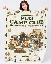 Pug Camp Coffee Club キャンプを楽しむパグデザイン | Blanket