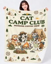 Cat Camp Coffee Crew キャンプを楽しむ猫デザイン | Blanket
