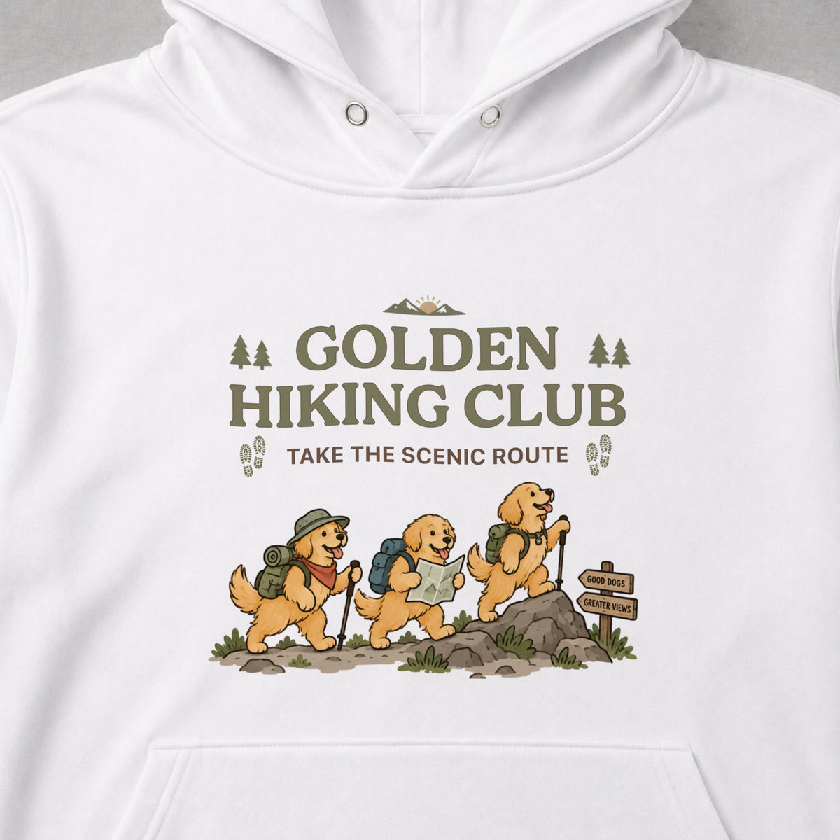 Golden Retriever hiking club ゴールデンレトリバー 登山 パーカー ｜フロントプリント
