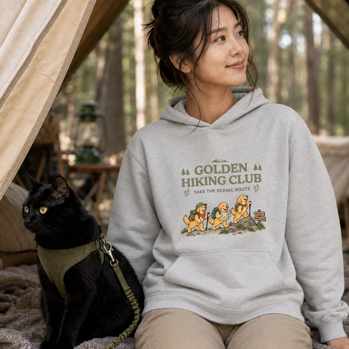 Golden Retriever hiking club ゴールデンレトリバー 登山 パーカー ｜フロントプリント